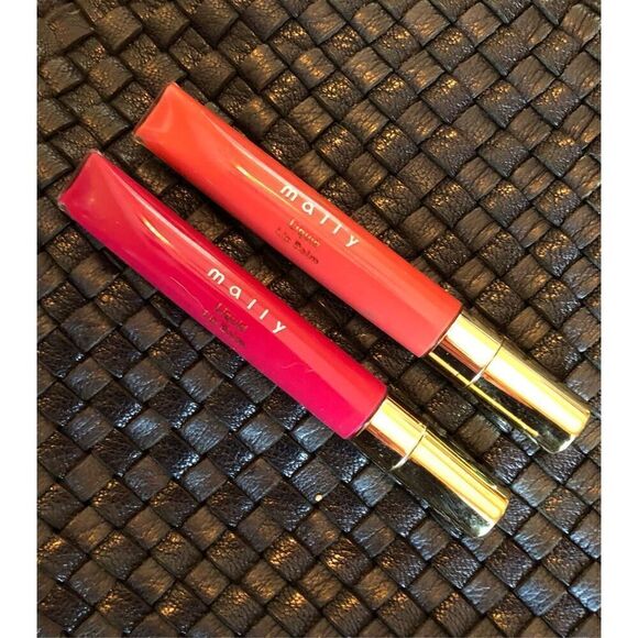 MALLY - NWT High Shine Liquid Lip Balm Duo in Peach & Hot Pink/2 Full-Size Tubes - Picture 6 of 16